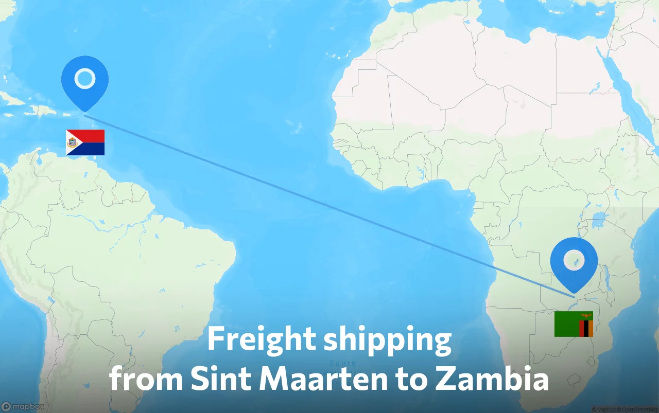 Shipping route from Sint Maarten to Zambia