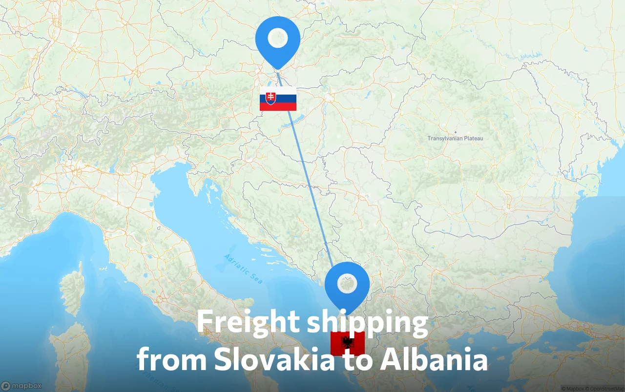 Shipping route from Slovakia to Albania