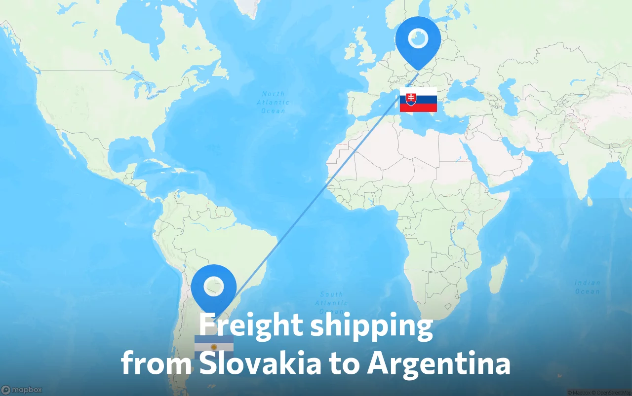 Shipping route from Slovakia to Argentina