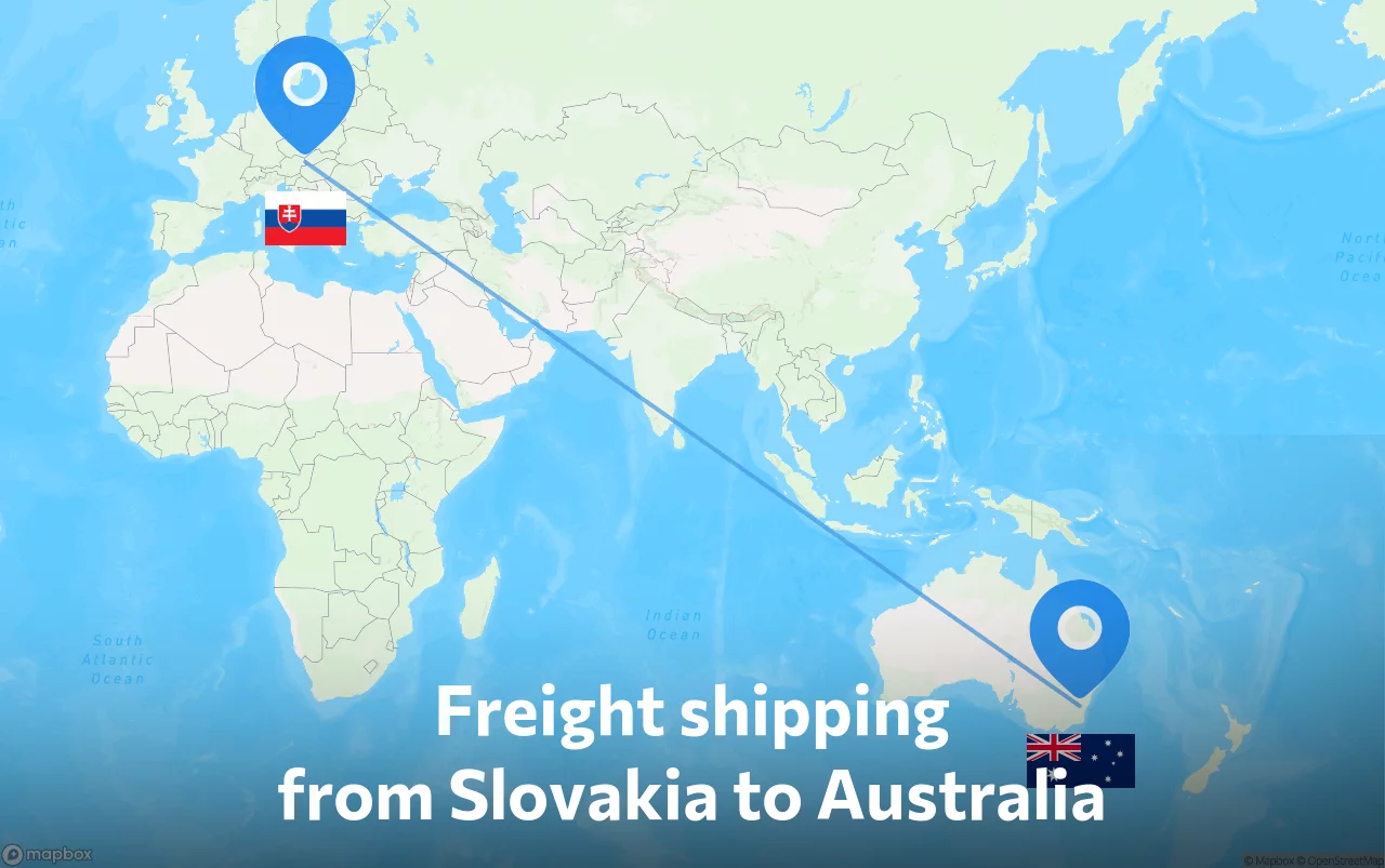 Shipping route from Slovakia to Australia