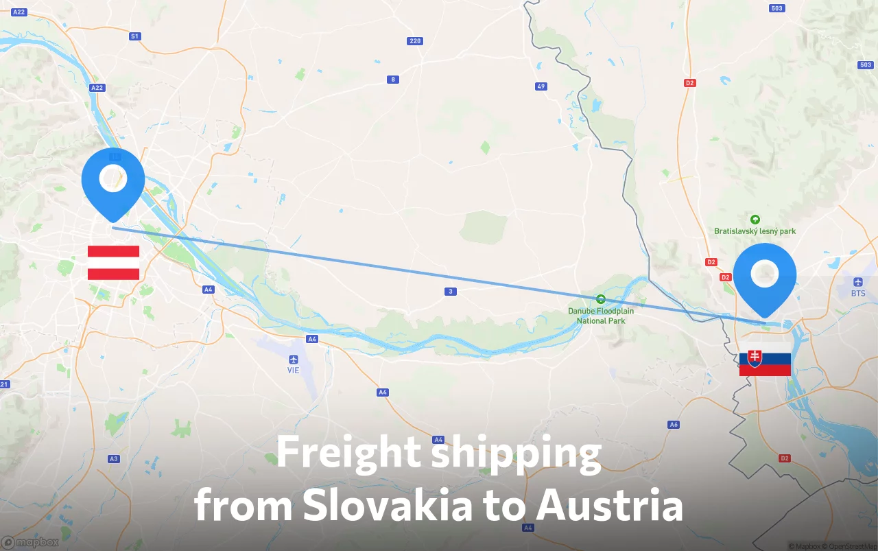 Shipping route from Slovakia to Austria