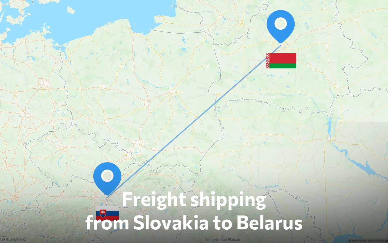 Shipping route from Slovakia to Belarus