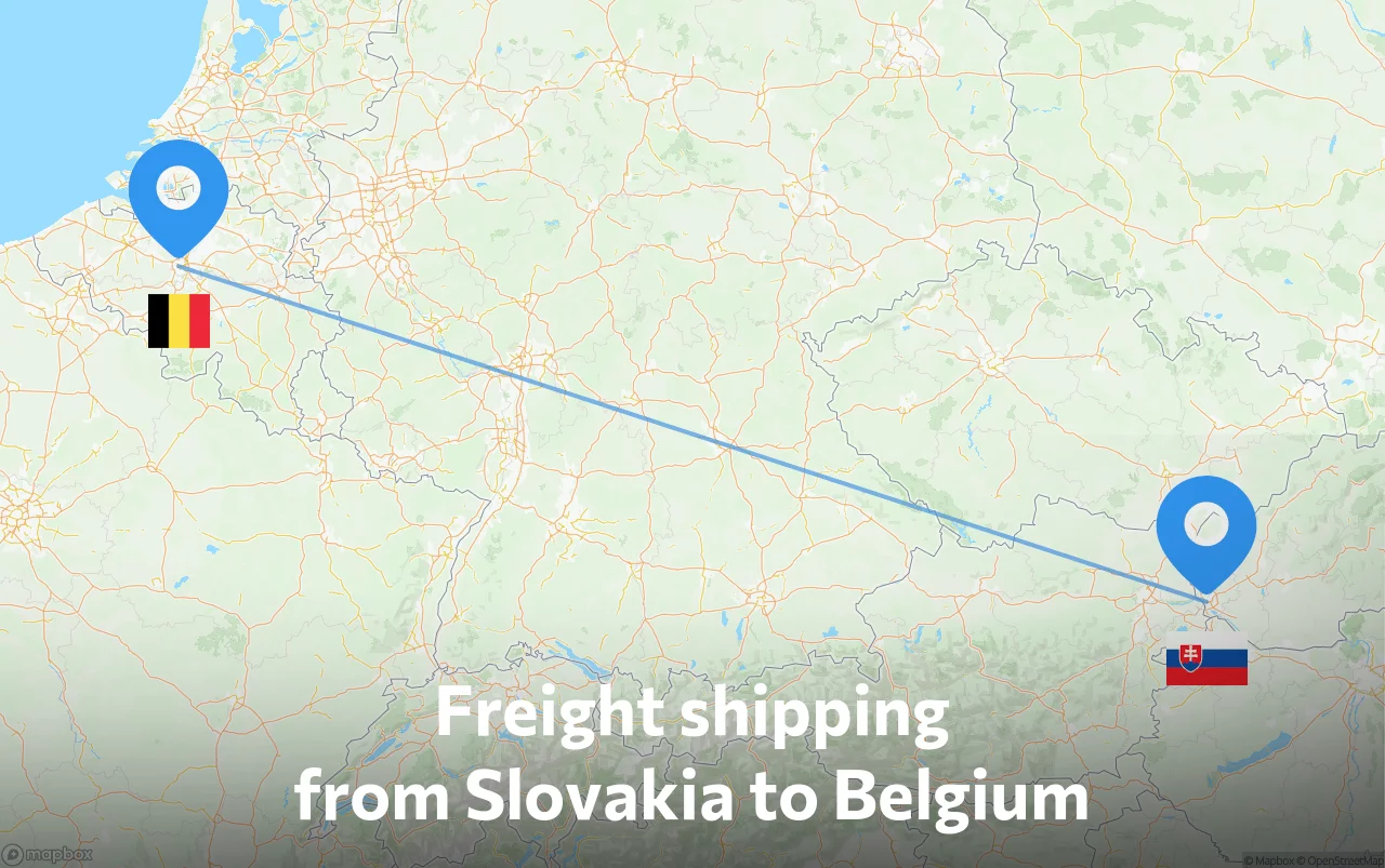 Shipping route from Slovakia to Belgium