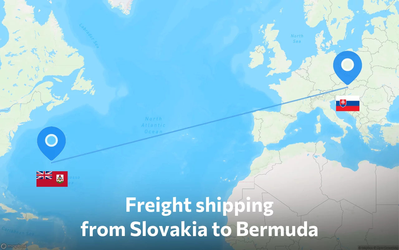 Shipping route from Slovakia to Bermuda