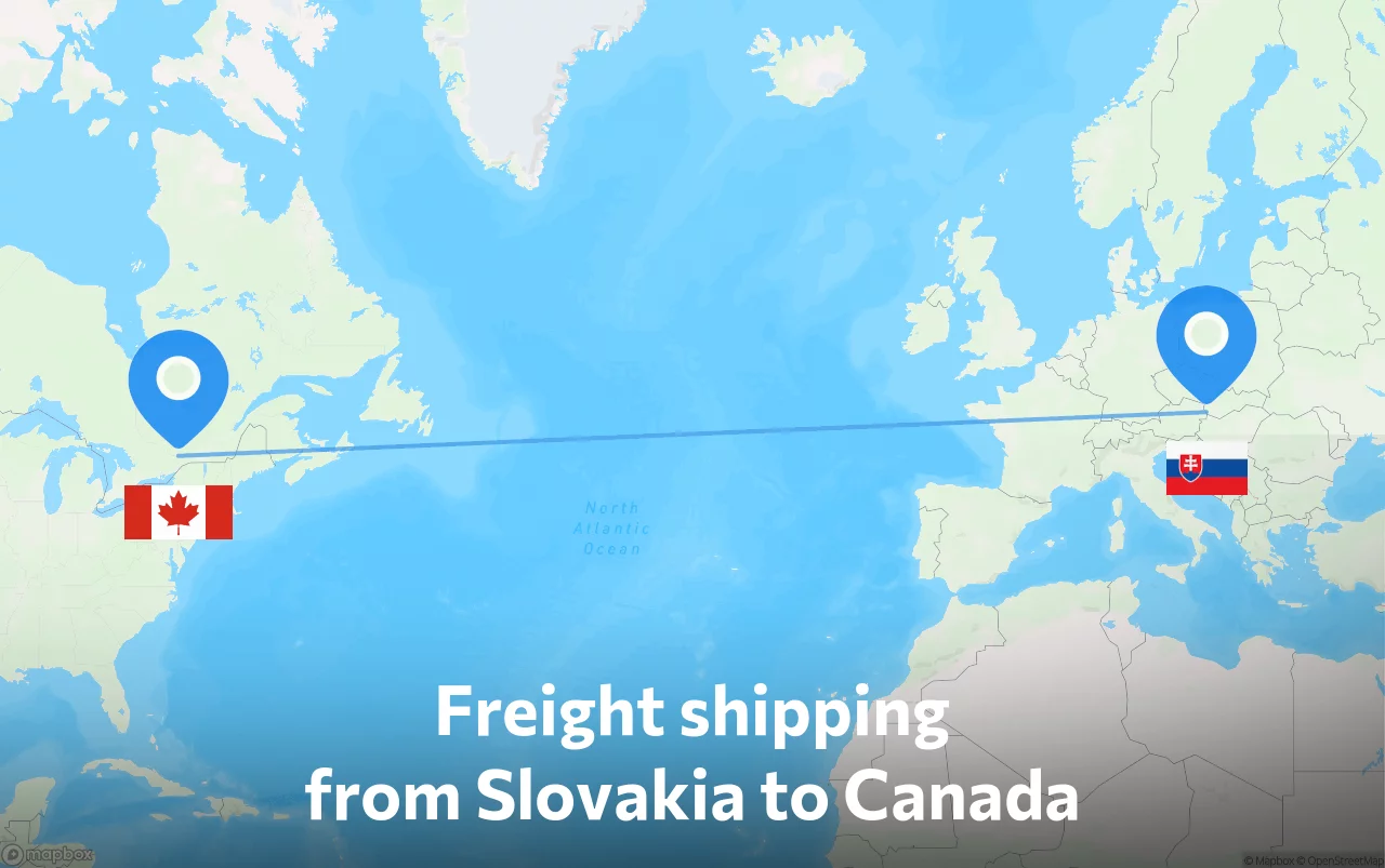Shipping route from Slovakia to Canada