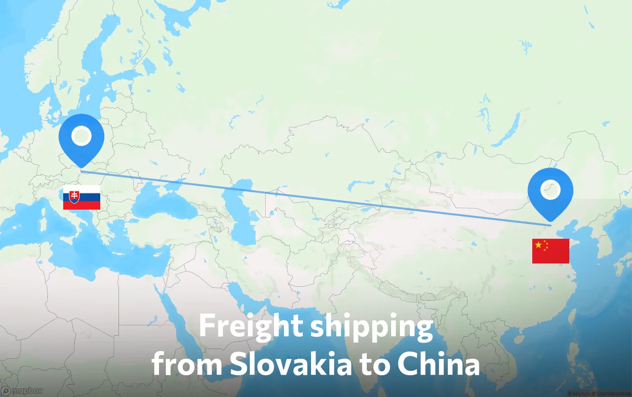 Shipping route from Slovakia to China
