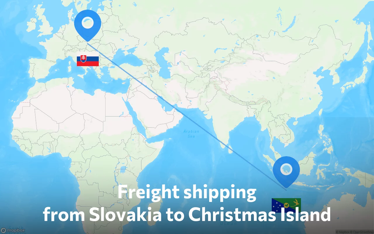 Shipping route from Slovakia to Christmas Island