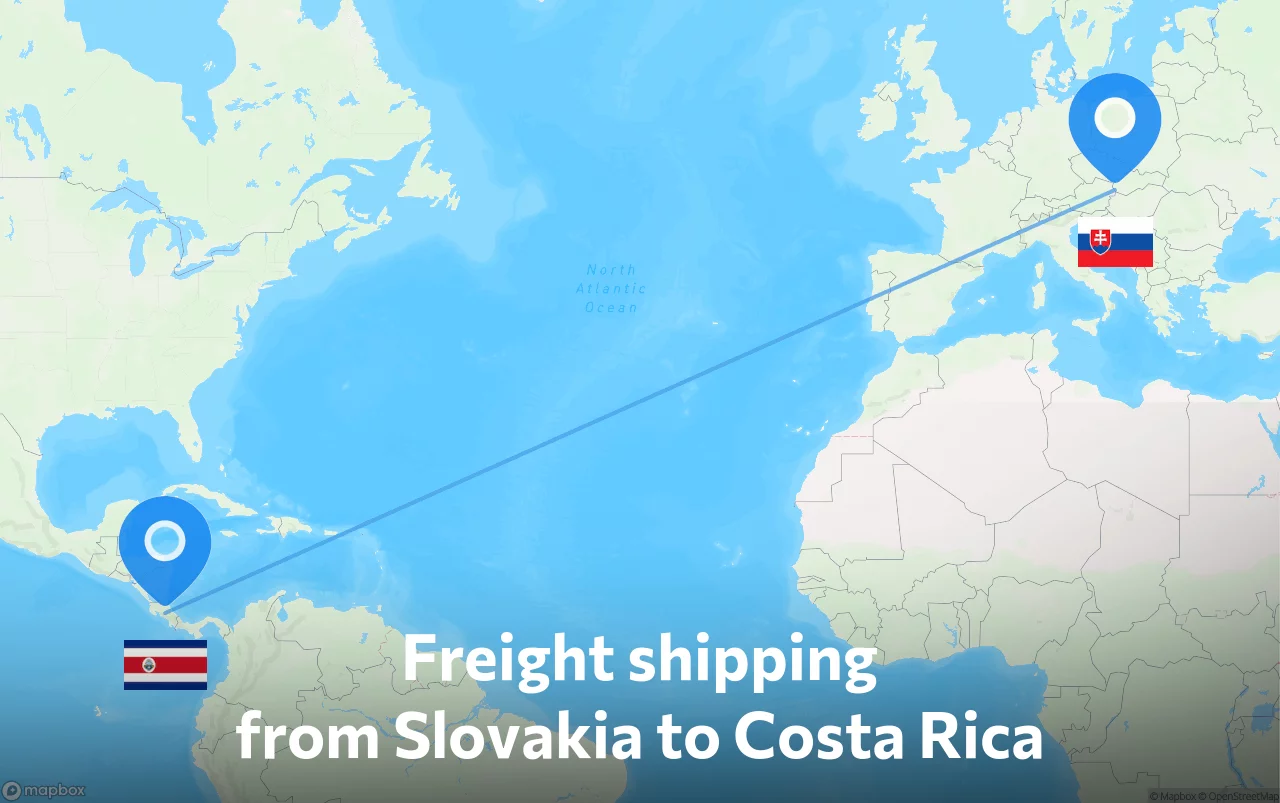 Shipping route from Slovakia to Costa Rica