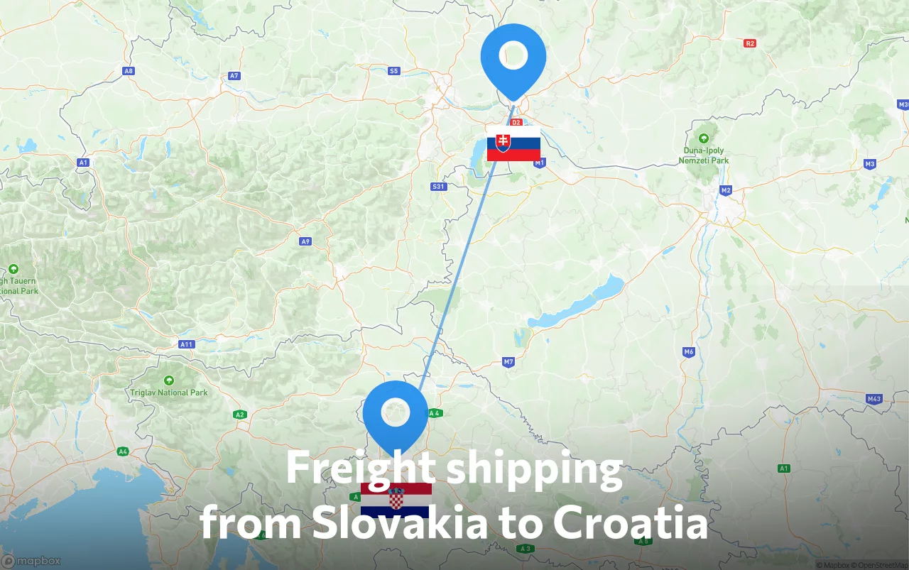 Shipping route from Slovakia to Croatia