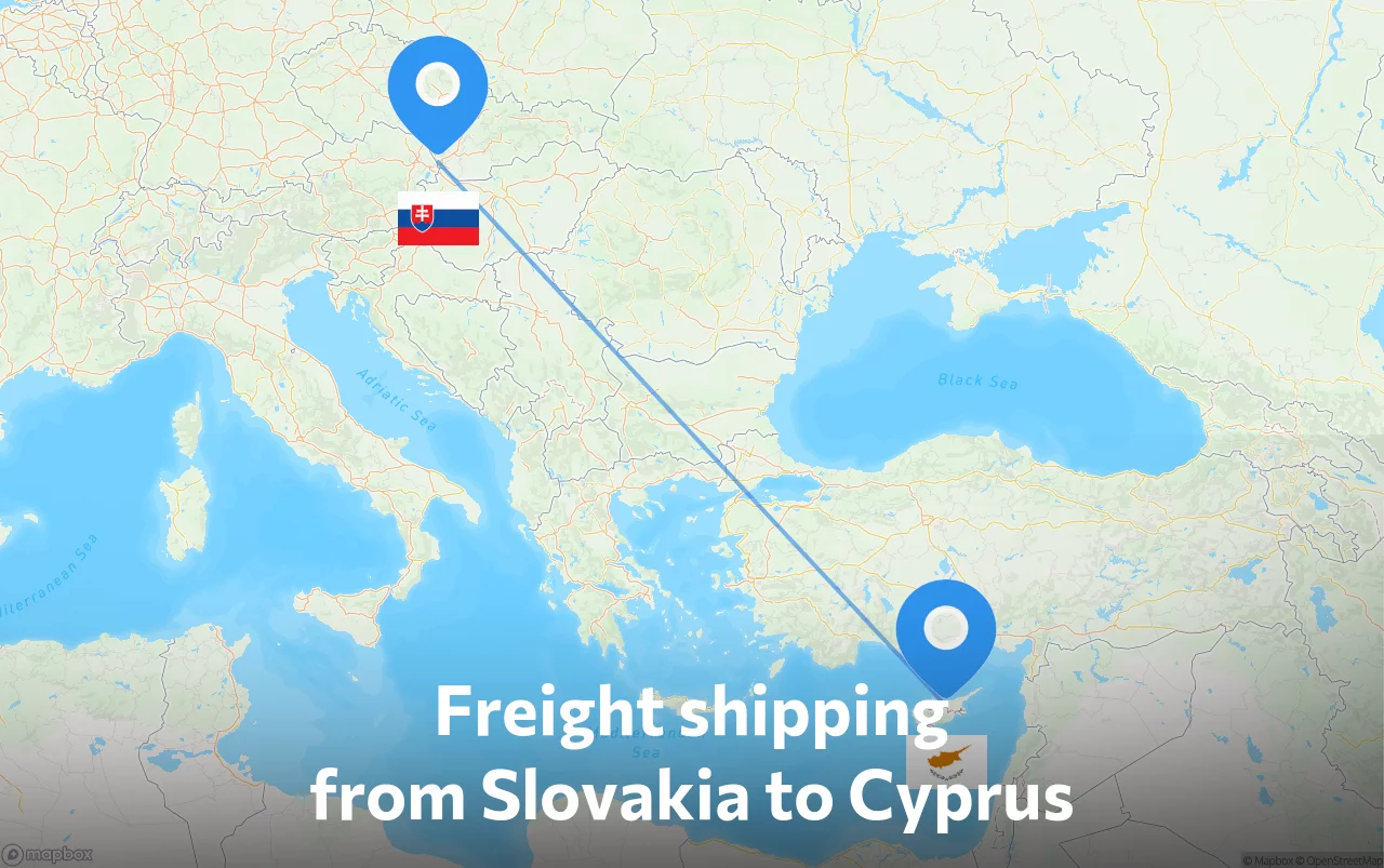 Shipping route from Slovakia to Cyprus