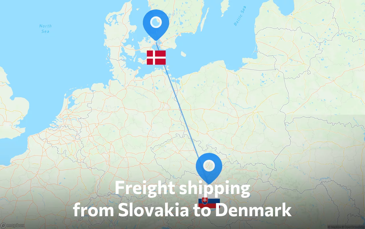 Shipping route from Slovakia to Denmark