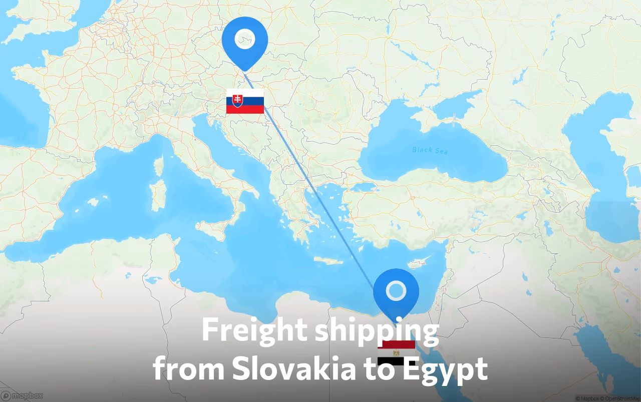 Shipping route from Slovakia to Egypt