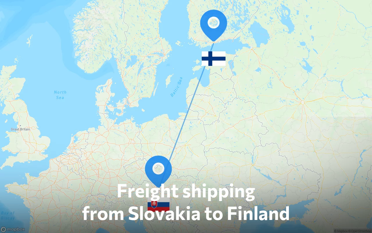 Shipping route from Slovakia to Finland