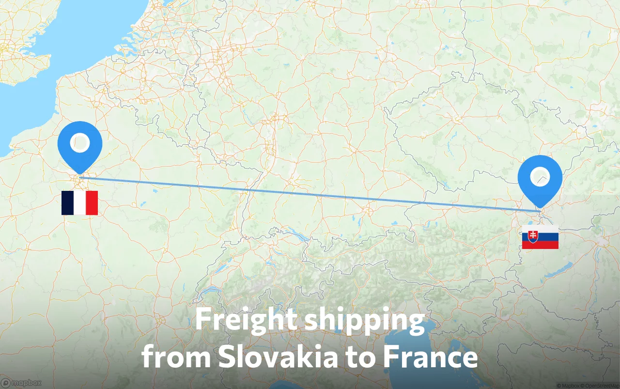 Shipping route from Slovakia to France