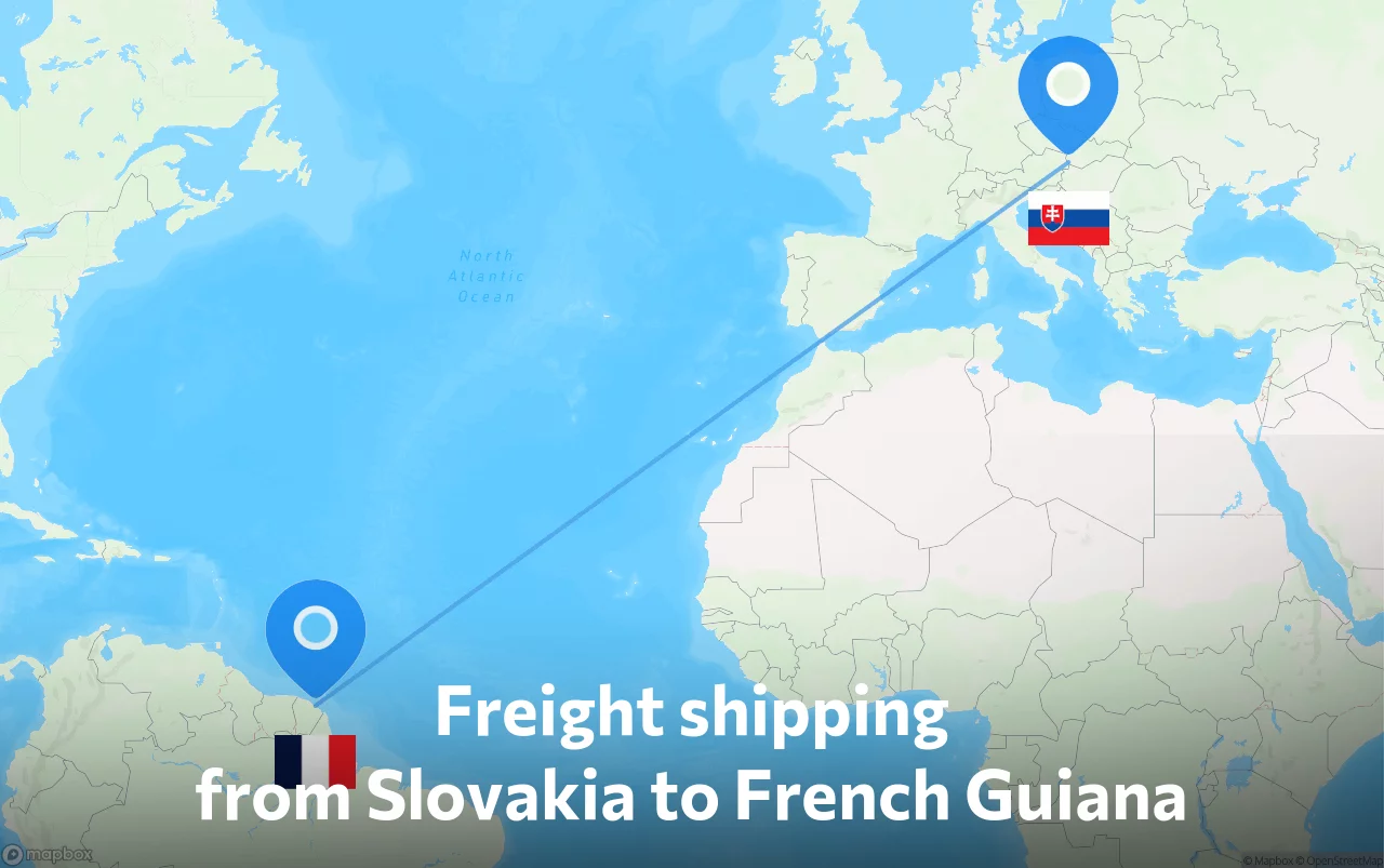 Shipping route from Slovakia to French Guiana
