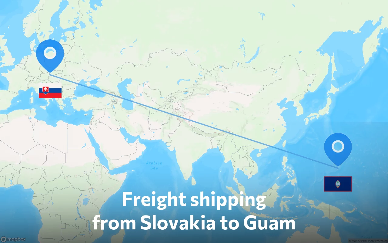 Shipping route from Slovakia to Guam