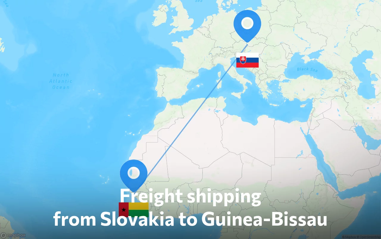 Shipping route from Slovakia to Guinea-Bissau