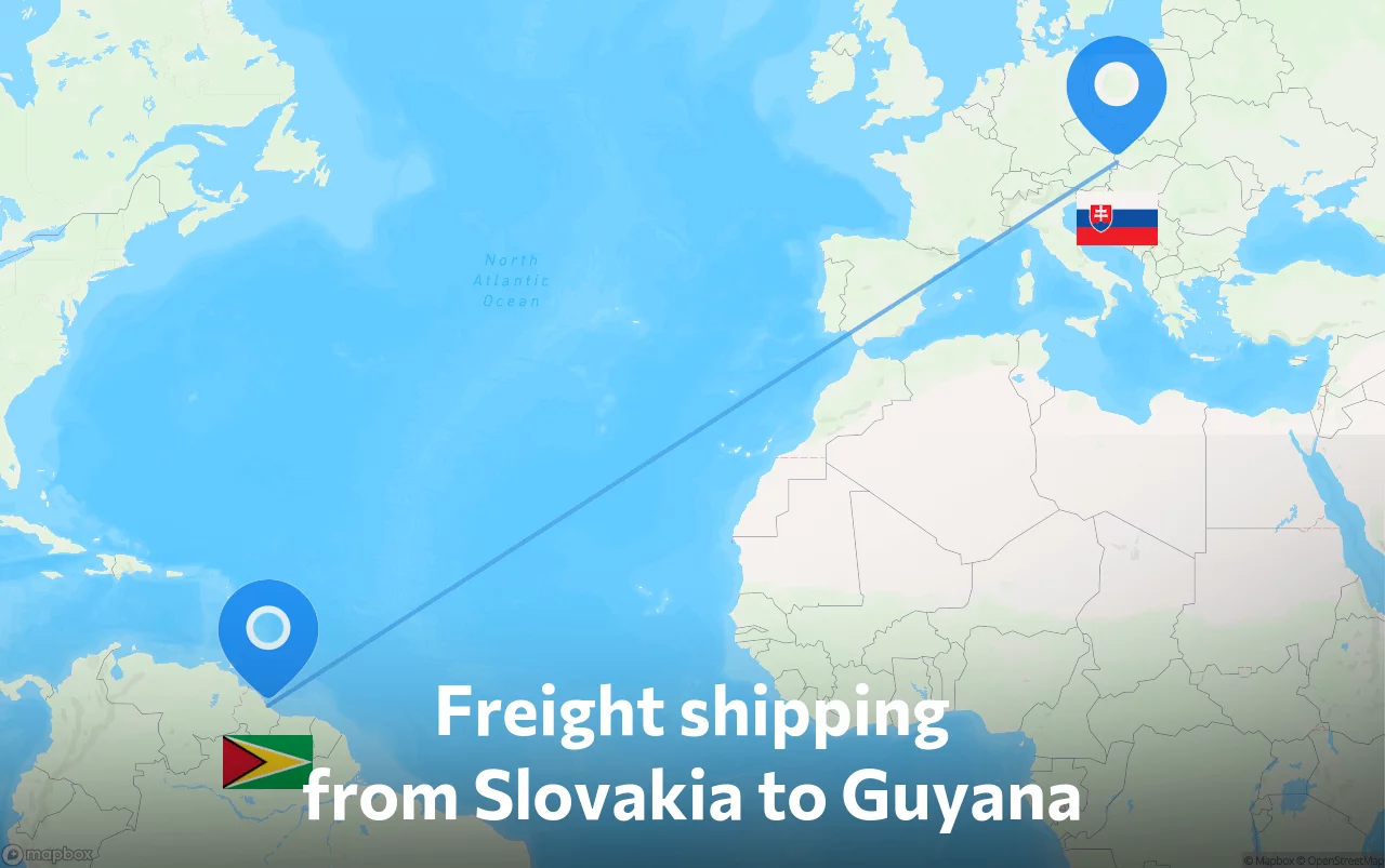 Shipping route from Slovakia to Guyana