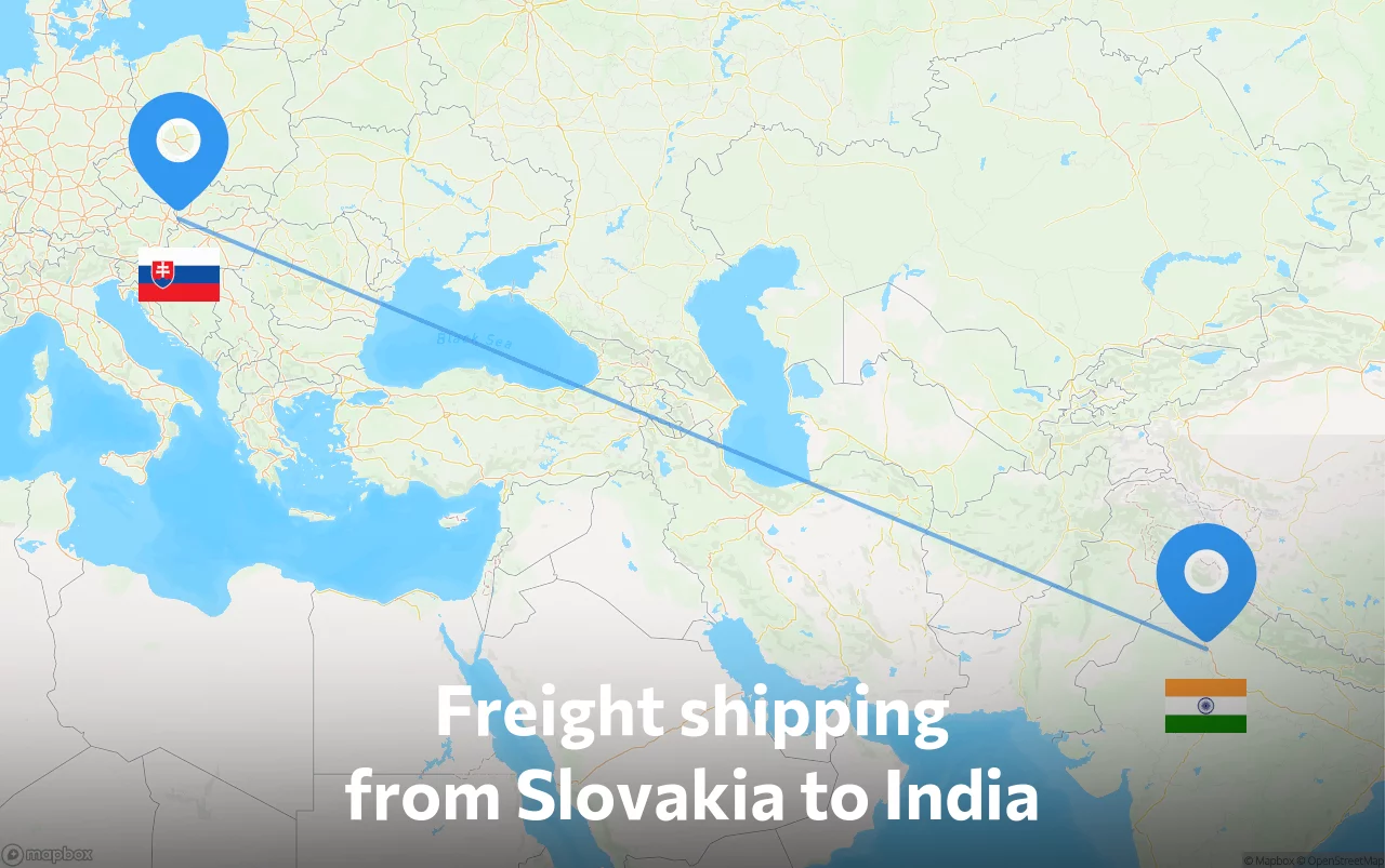 Shipping route from Slovakia to India