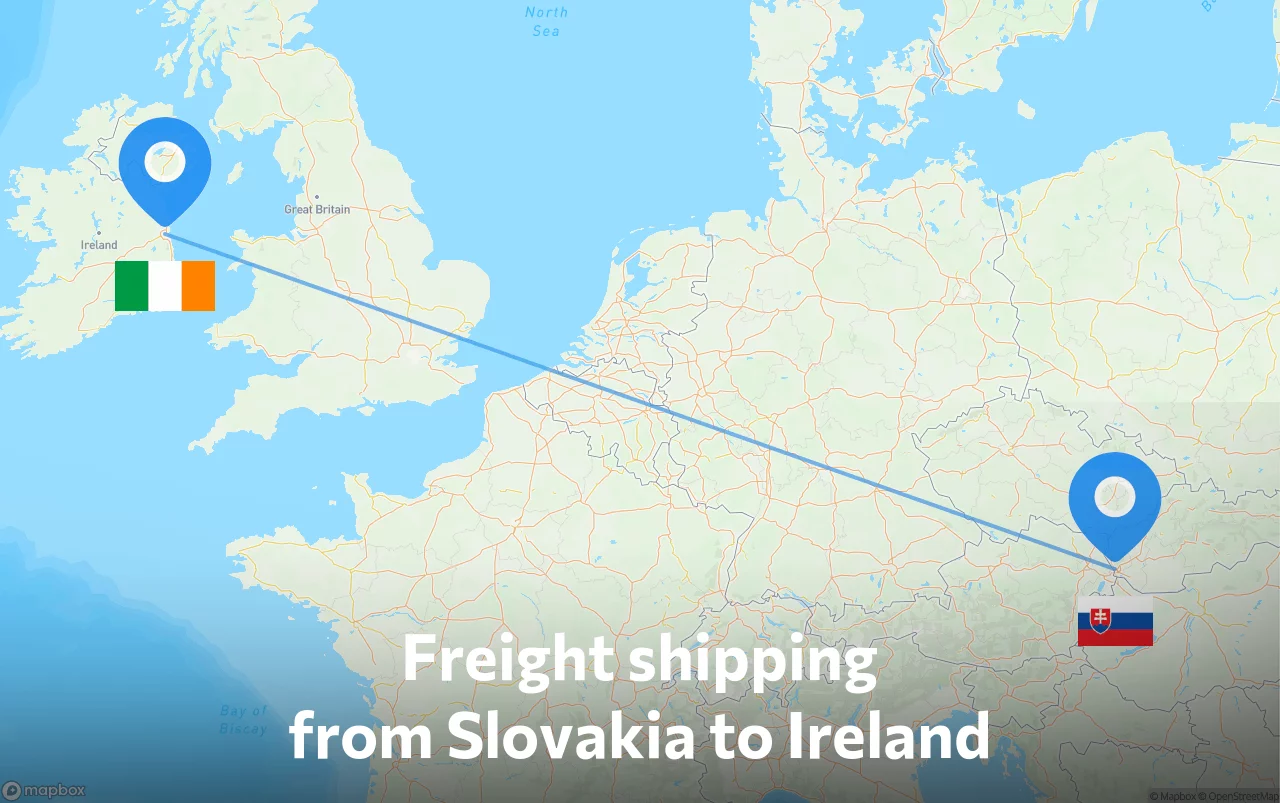 Shipping route from Slovakia to Ireland