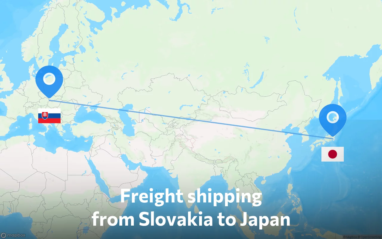 Shipping route from Slovakia to Japan