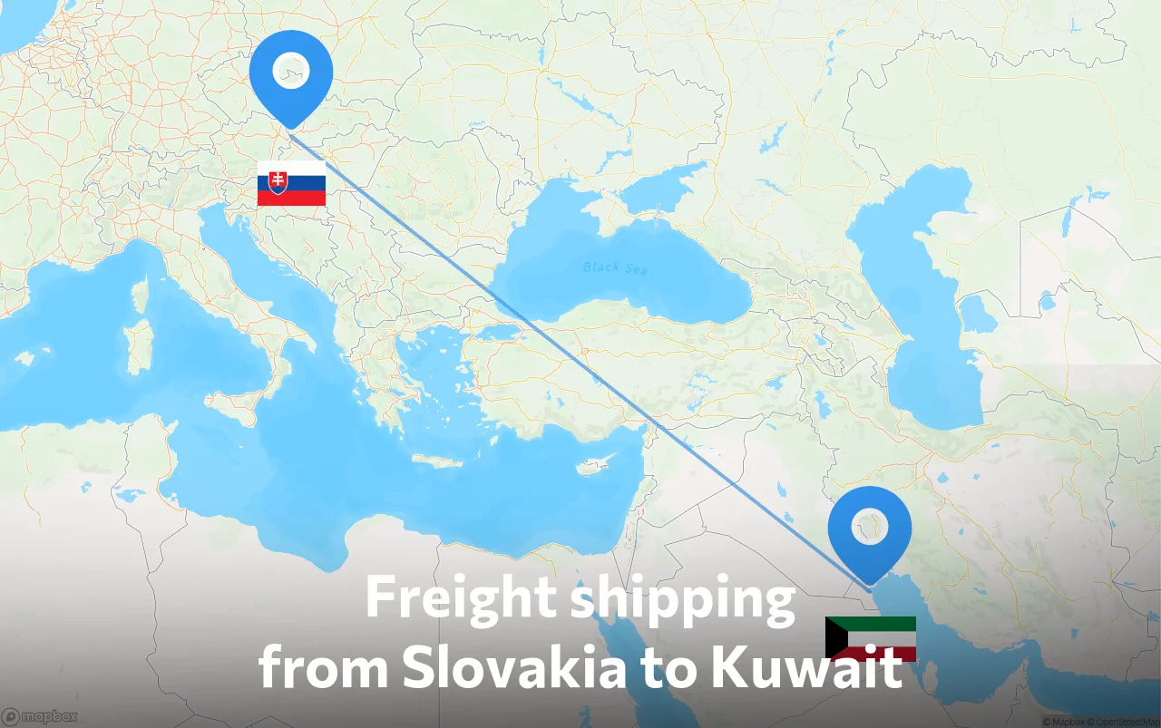 Shipping route from Slovakia to Kuwait