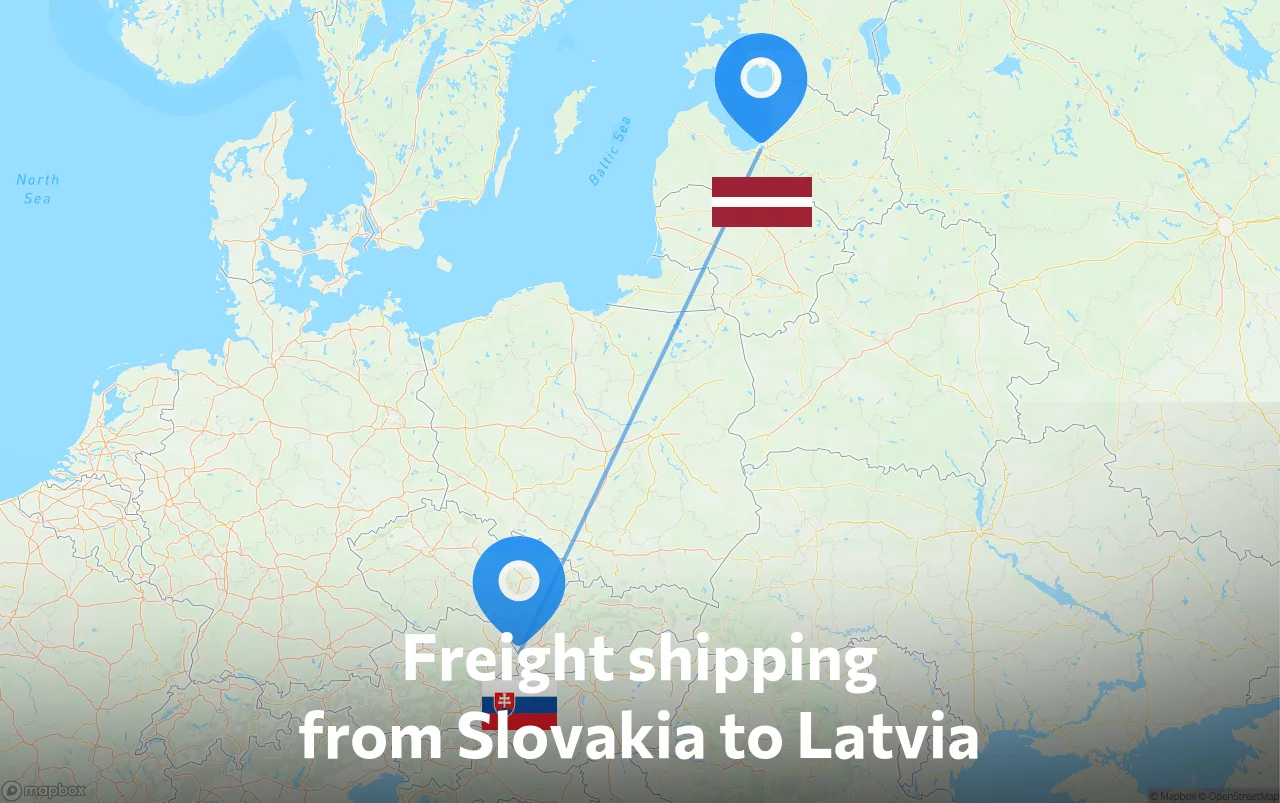 Shipping route from Slovakia to Latvia