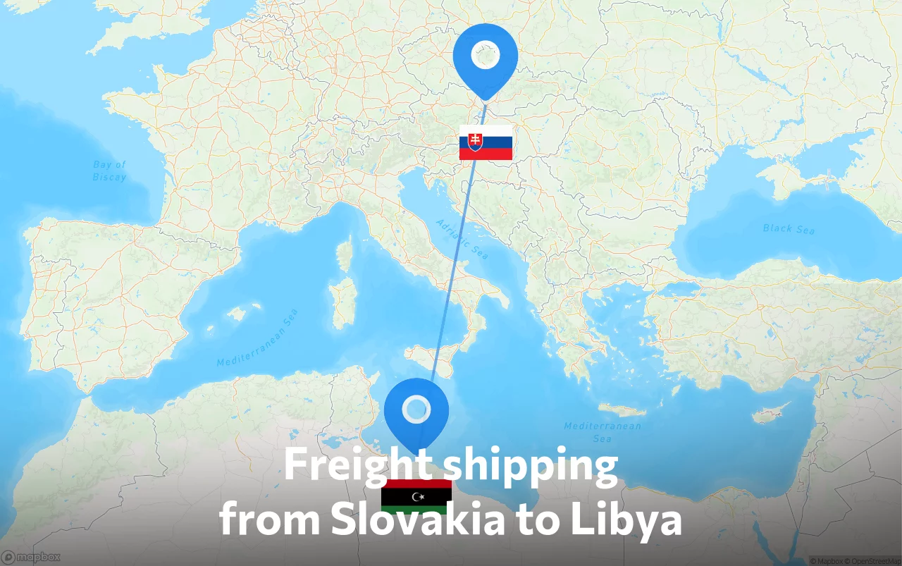 Shipping route from Slovakia to Libya