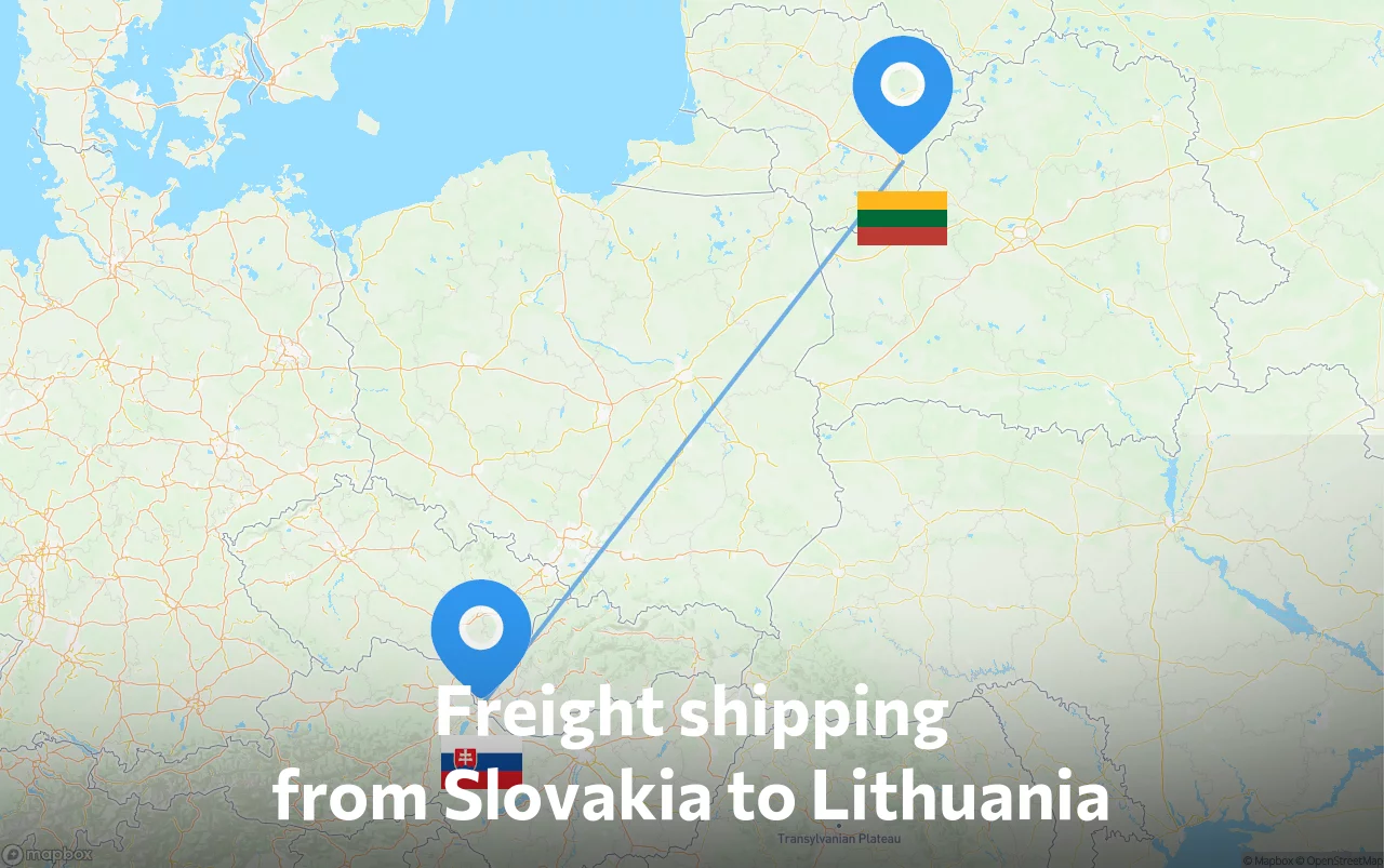 Shipping route from Slovakia to Lithuania