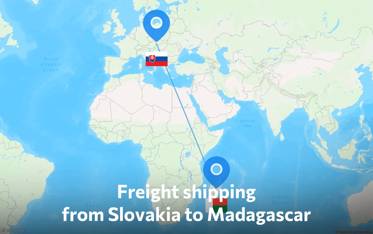 Shipping route from Slovakia to Madagascar