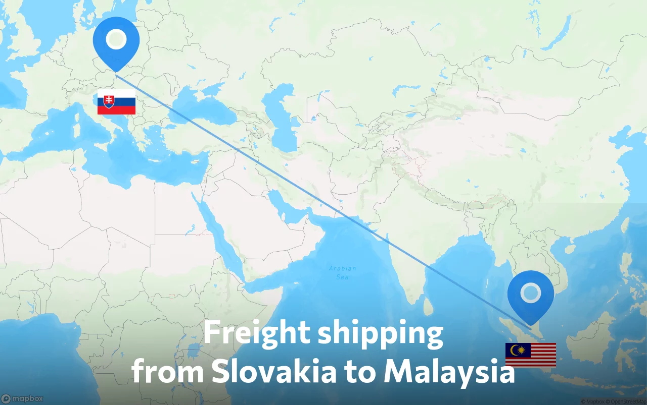 Shipping route from Slovakia to Malaysia
