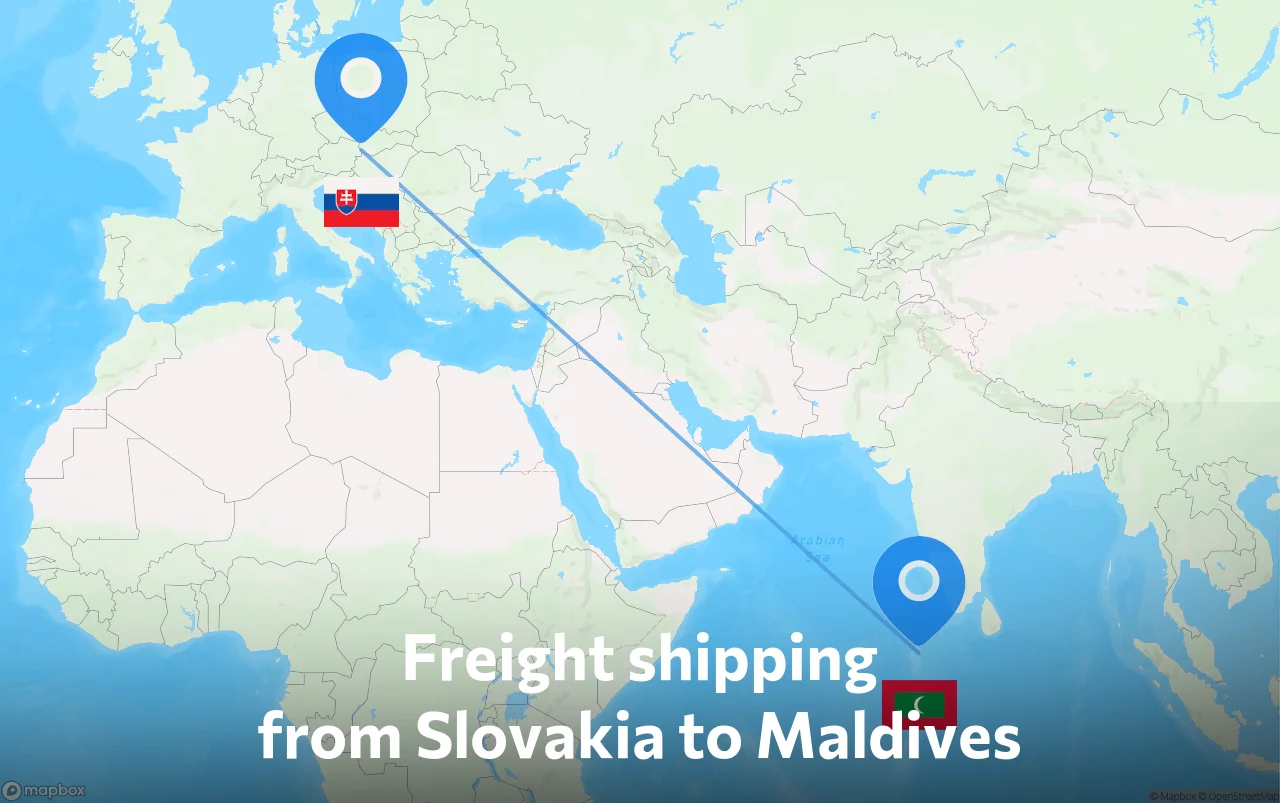 Shipping route from Slovakia to Maldives