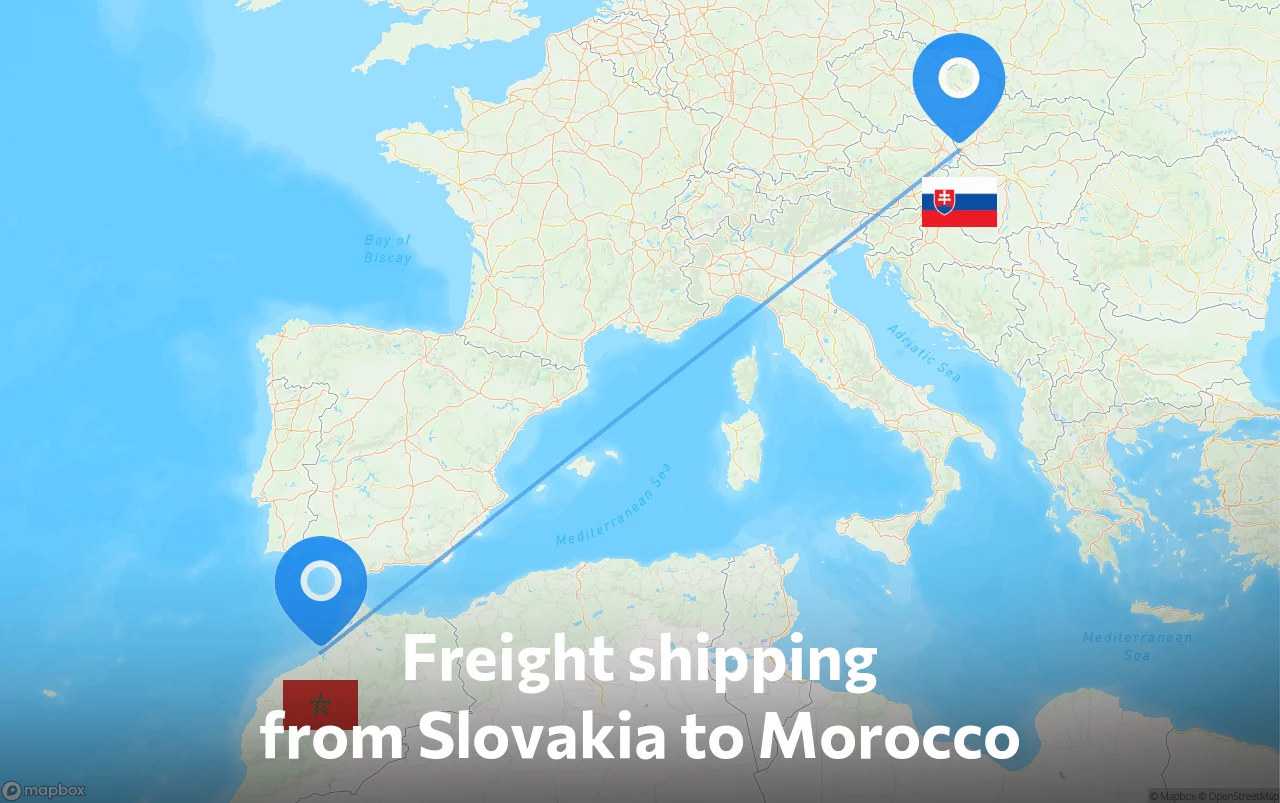 Shipping route from Slovakia to Morocco