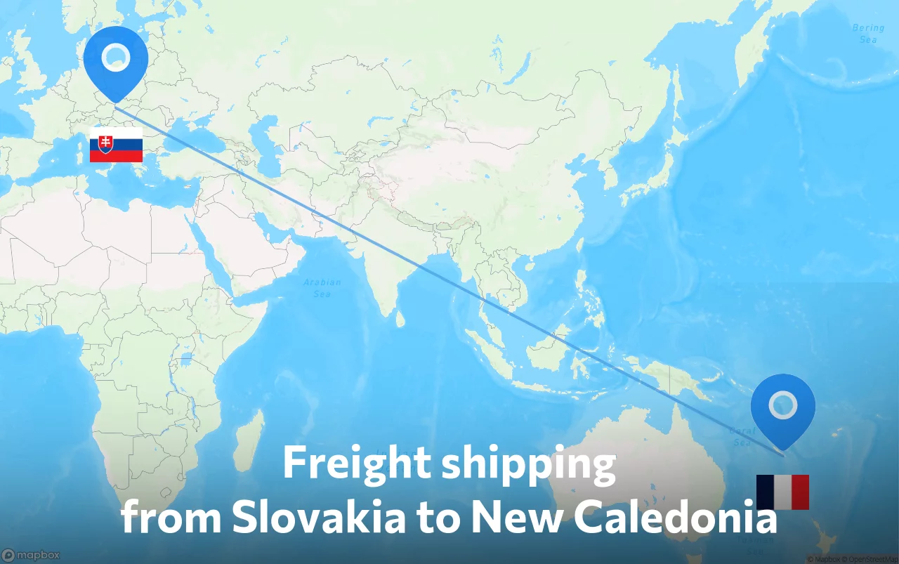 Shipping route from Slovakia to New Caledonia