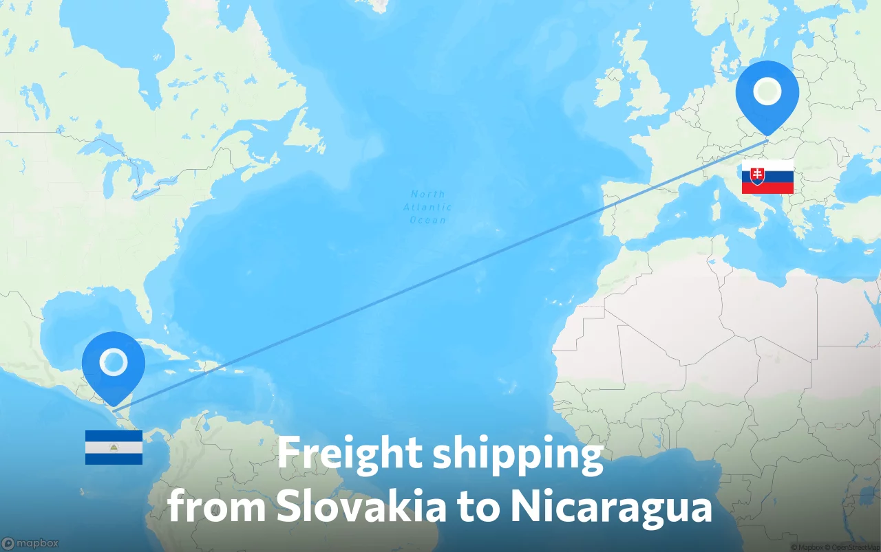 Shipping route from Slovakia to Nicaragua