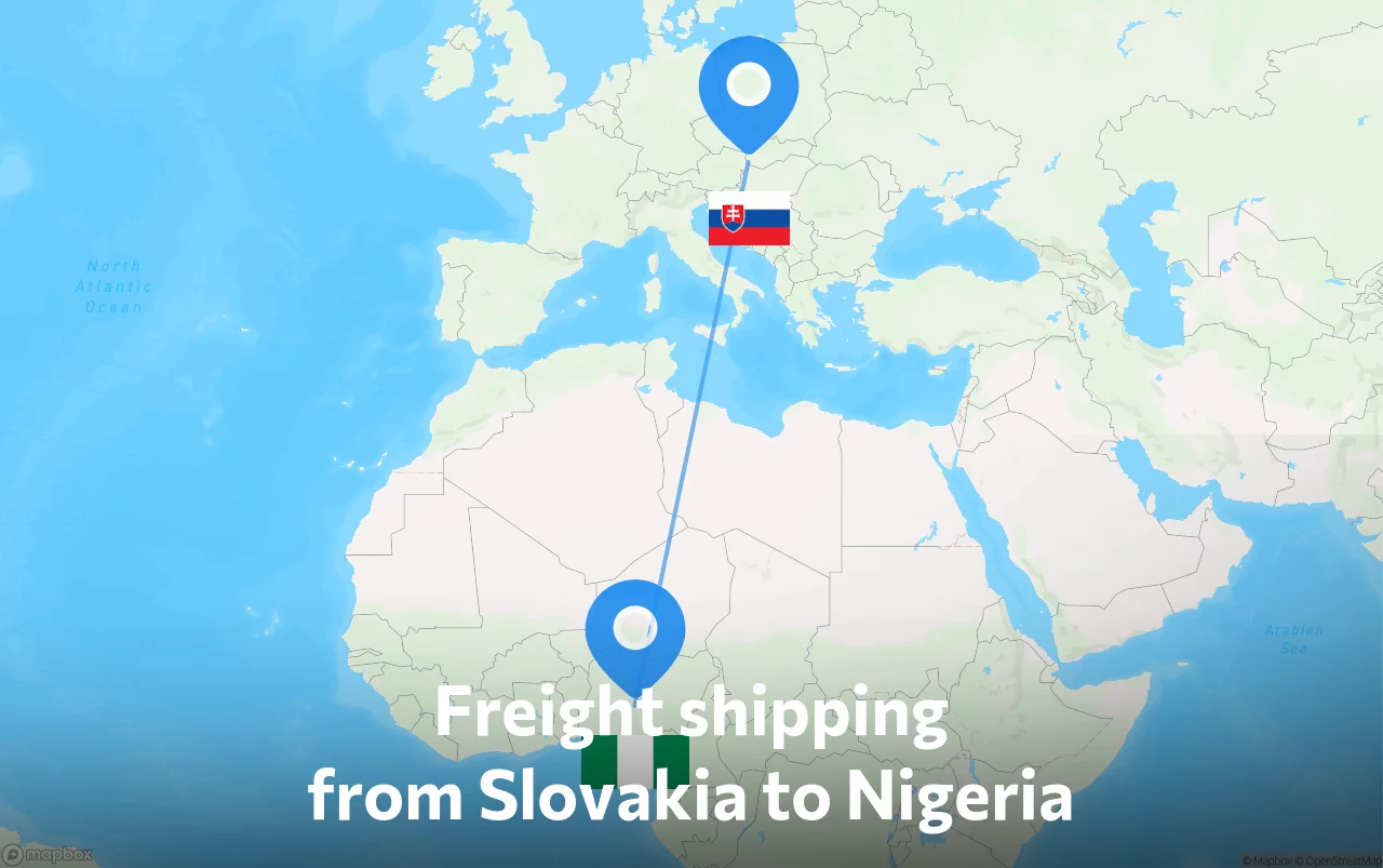Shipping route from Slovakia to Nigeria