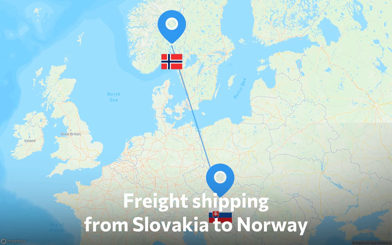 Shipping route from Slovakia to Norway