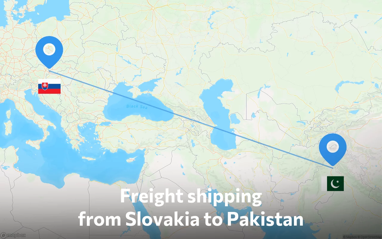 Shipping route from Slovakia to Pakistan