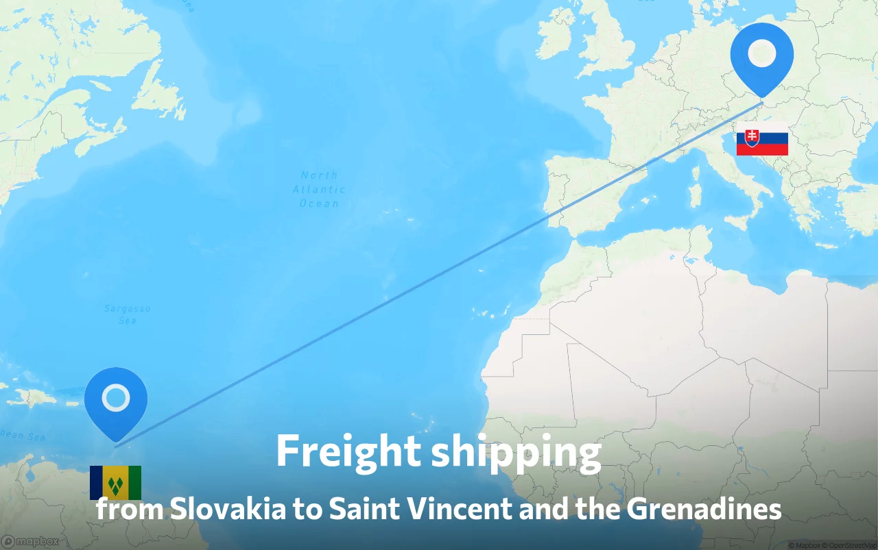 Shipping route from Slovakia to Saint Vincent and the Grenadines