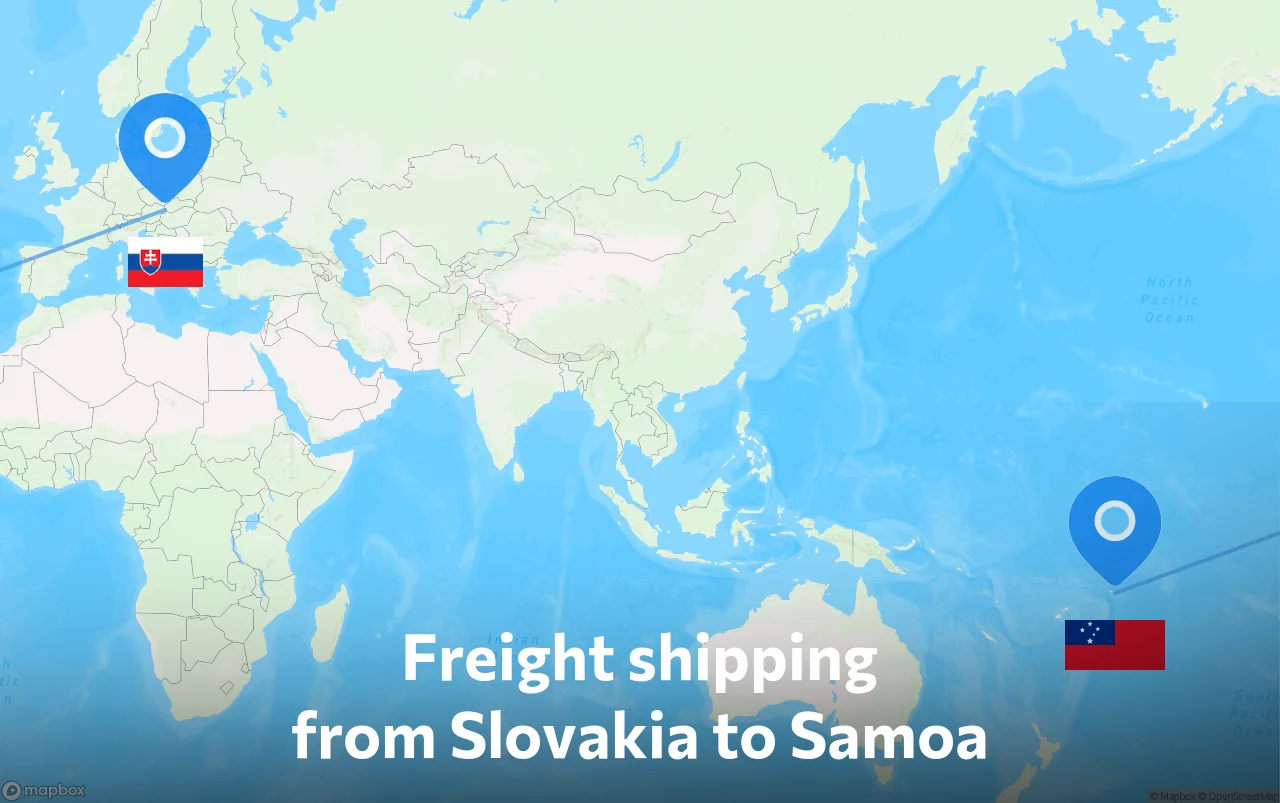 Shipping route from Slovakia to Samoa