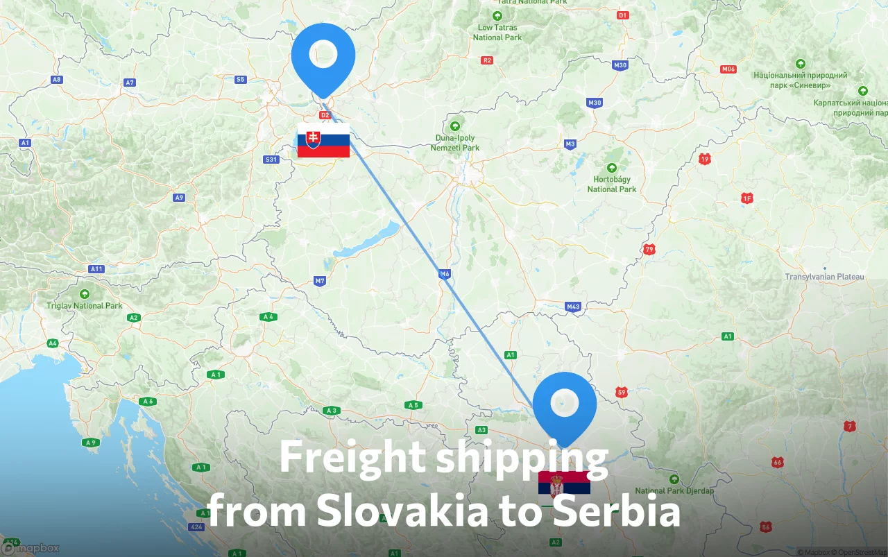 Shipping route from Slovakia to Serbia