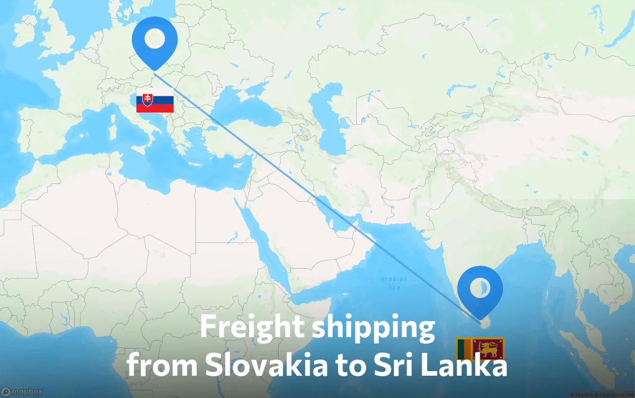 Shipping route from Slovakia to Sri Lanka