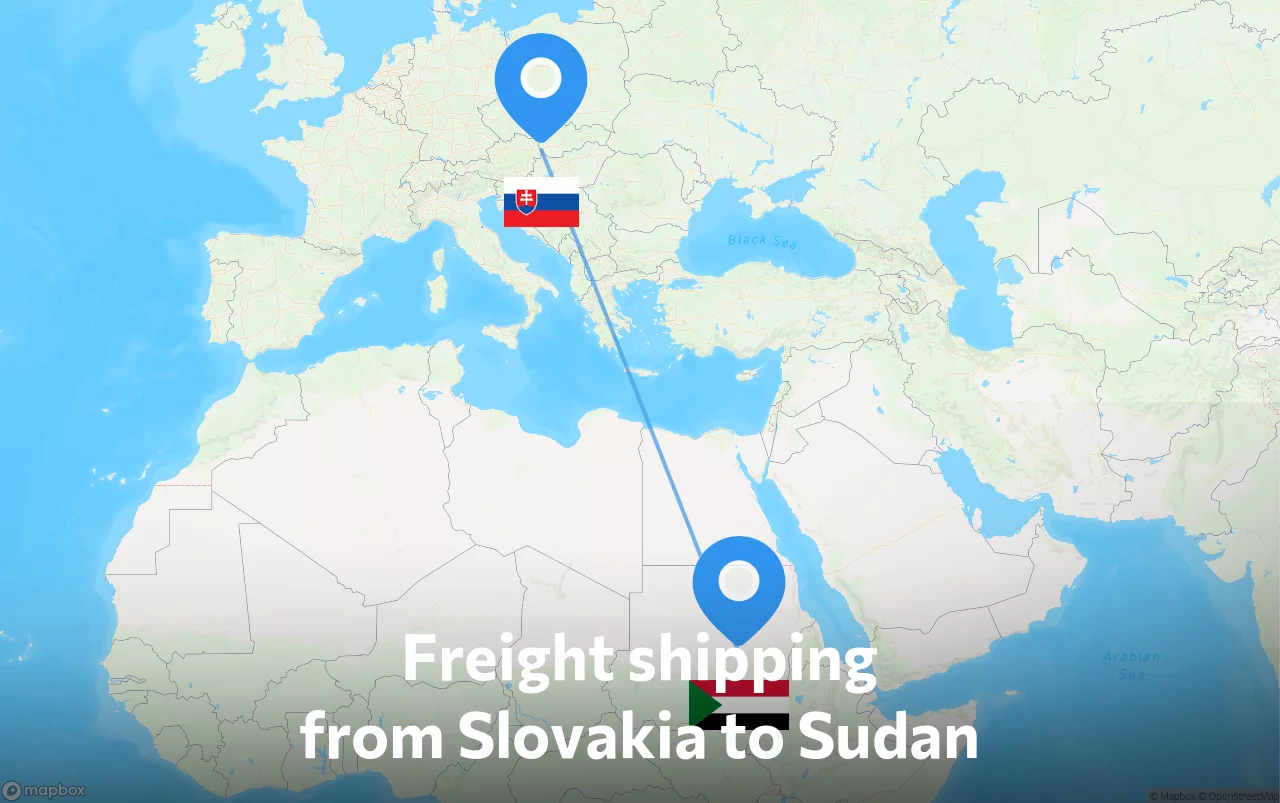Shipping route from Slovakia to Sudan