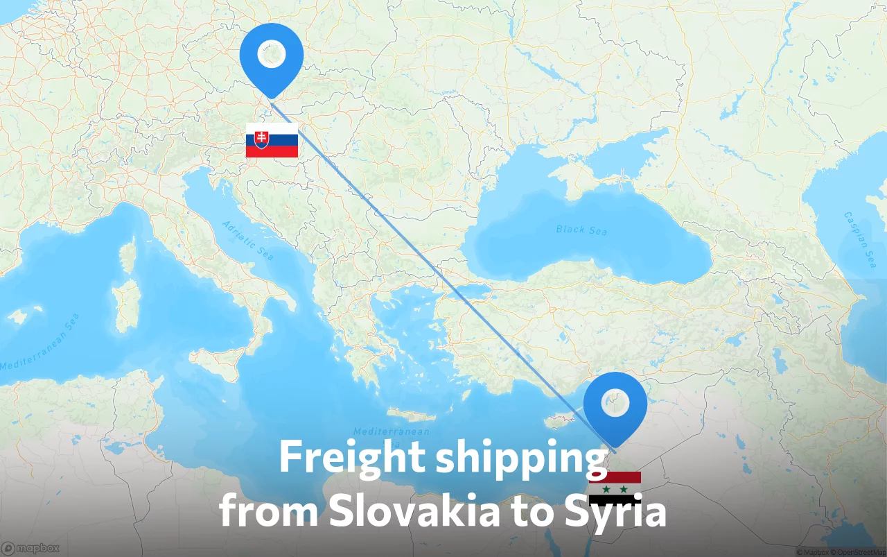Shipping route from Slovakia to Syria