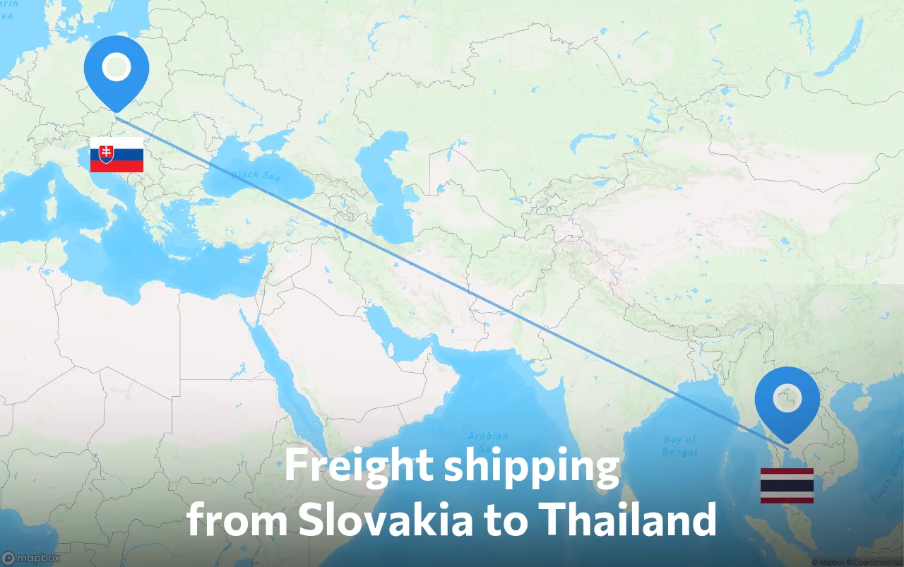 Shipping route from Slovakia to Thailand