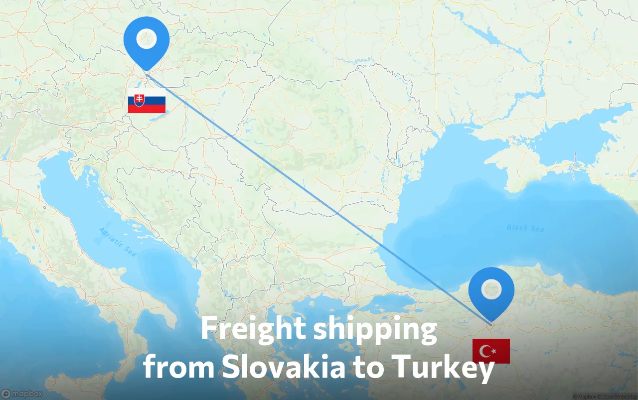 Shipping route from Slovakia to Turkey