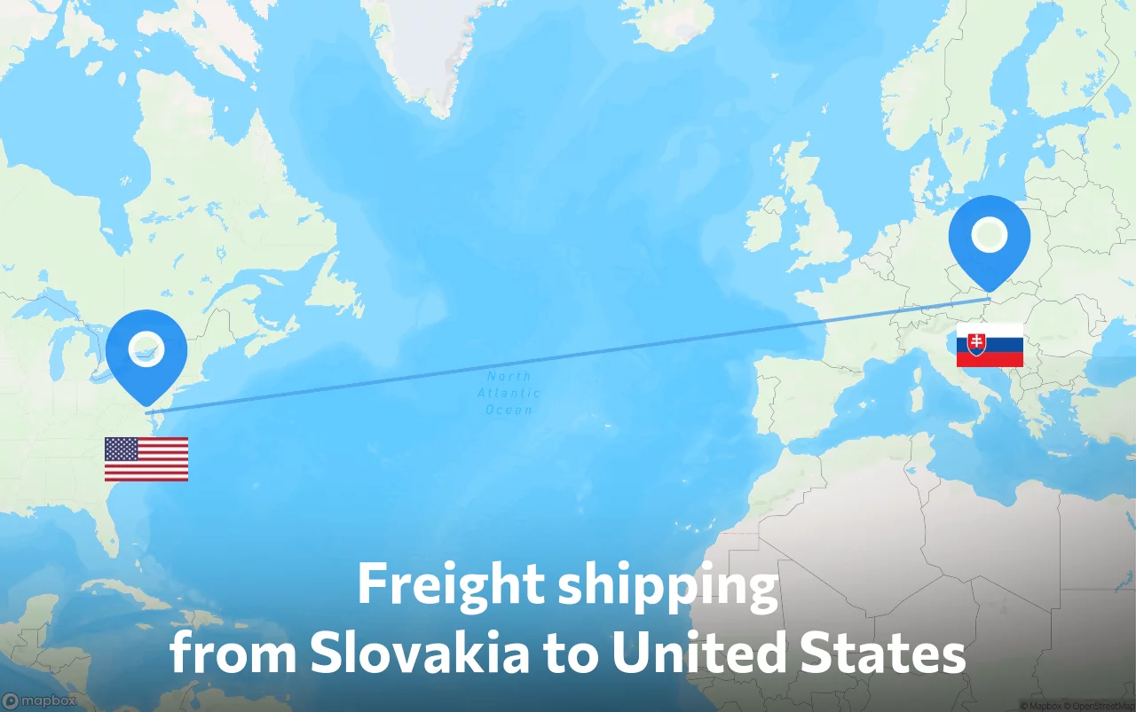 Shipping route from Slovakia to United States
