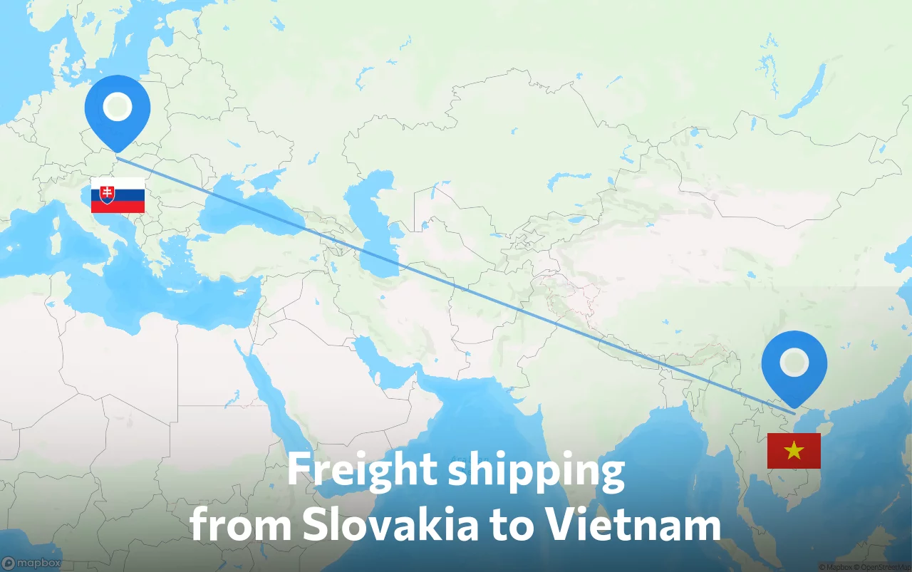 Shipping route from Slovakia to Vietnam