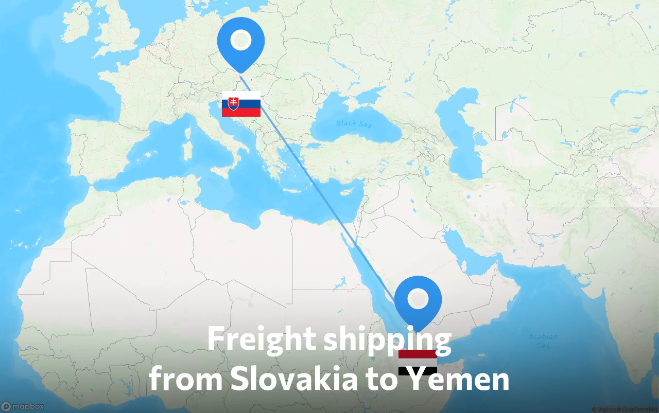 Shipping route from Slovakia to Yemen