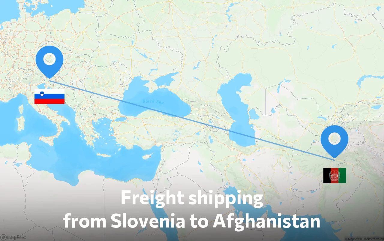 Shipping route from Slovenia to Afghanistan